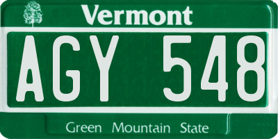 VT license plate AGY548