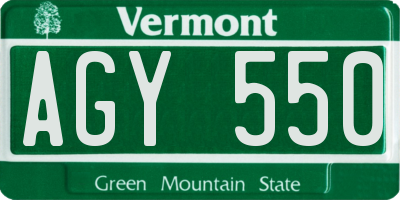 VT license plate AGY550