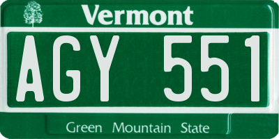 VT license plate AGY551