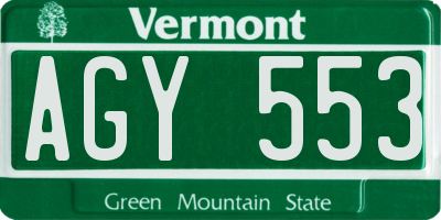 VT license plate AGY553