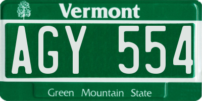 VT license plate AGY554