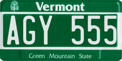 VT license plate AGY555