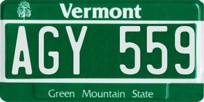 VT license plate AGY559