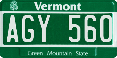 VT license plate AGY560