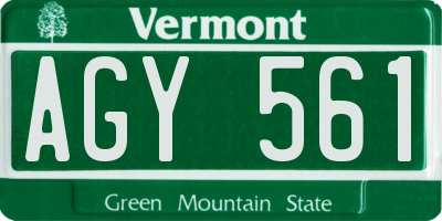 VT license plate AGY561