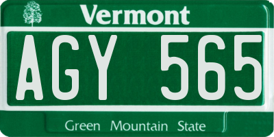 VT license plate AGY565