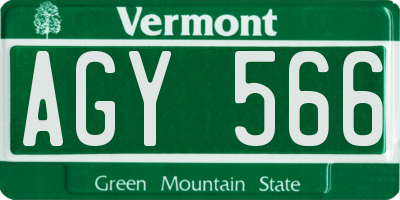 VT license plate AGY566
