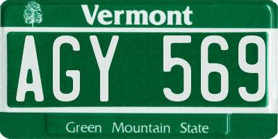 VT license plate AGY569