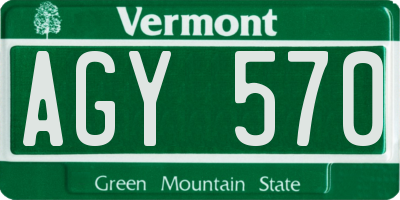 VT license plate AGY570