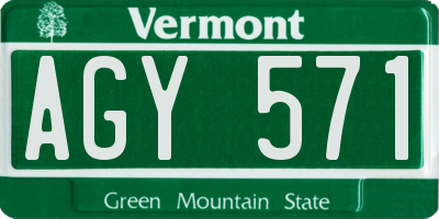 VT license plate AGY571