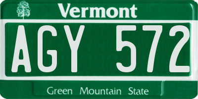 VT license plate AGY572