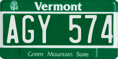 VT license plate AGY574