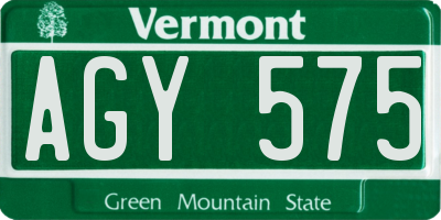 VT license plate AGY575