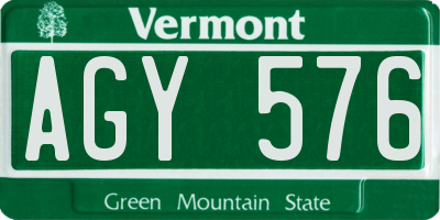 VT license plate AGY576