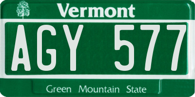 VT license plate AGY577