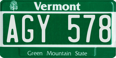 VT license plate AGY578