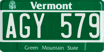 VT license plate AGY579