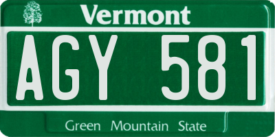 VT license plate AGY581