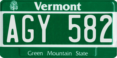 VT license plate AGY582