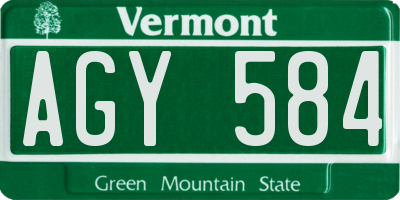 VT license plate AGY584