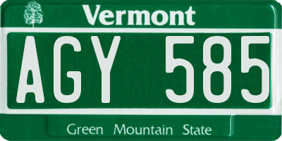 VT license plate AGY585