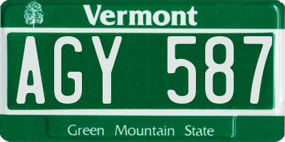 VT license plate AGY587