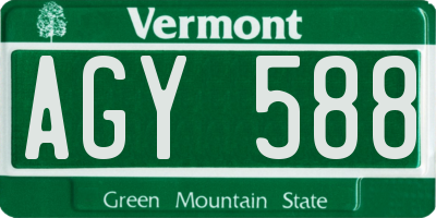 VT license plate AGY588