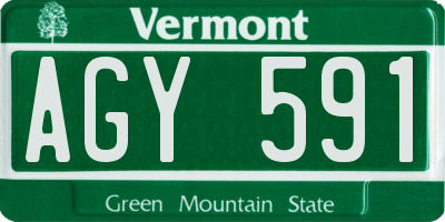 VT license plate AGY591