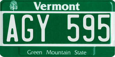 VT license plate AGY595