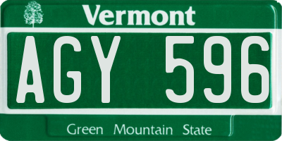 VT license plate AGY596