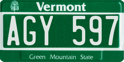 VT license plate AGY597