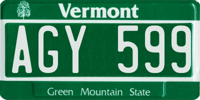 VT license plate AGY599