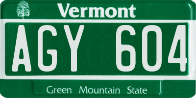 VT license plate AGY604