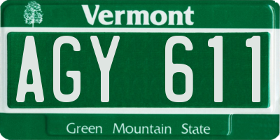 VT license plate AGY611