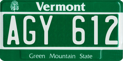 VT license plate AGY612