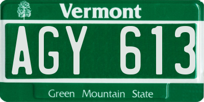 VT license plate AGY613