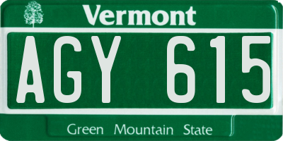 VT license plate AGY615