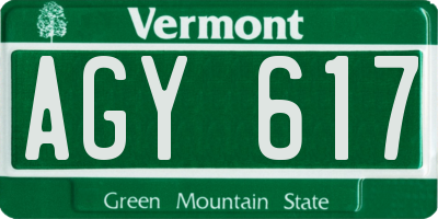 VT license plate AGY617