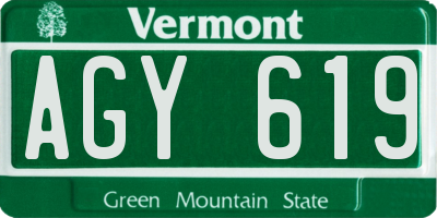 VT license plate AGY619