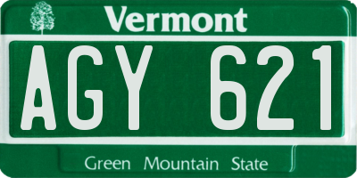 VT license plate AGY621