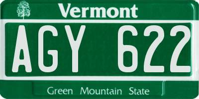 VT license plate AGY622