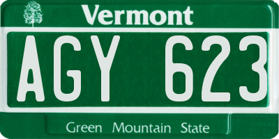 VT license plate AGY623