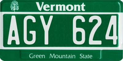 VT license plate AGY624