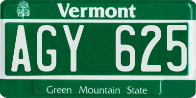 VT license plate AGY625