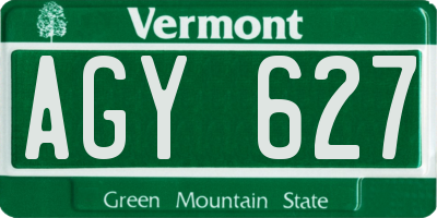 VT license plate AGY627