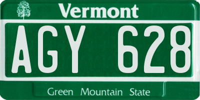 VT license plate AGY628