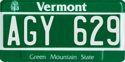 VT license plate AGY629