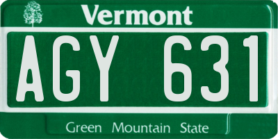 VT license plate AGY631
