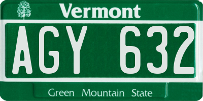 VT license plate AGY632
