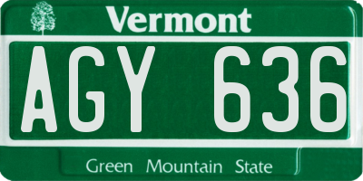 VT license plate AGY636